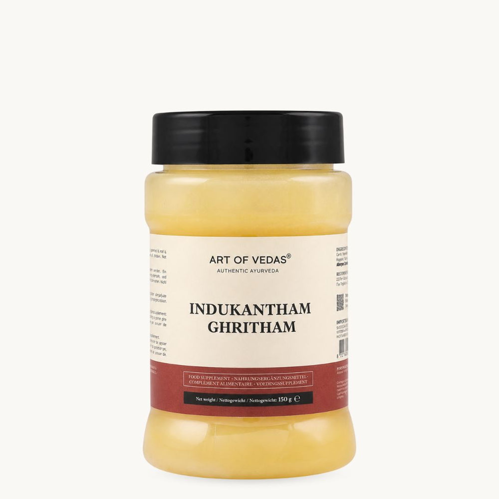 Art of Vedas Indukantham Ghritham, classical Ayurvedic ghee: ginger, long pepper, rock salt. 150 g glass jar